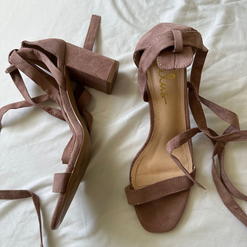 LuLus ankle lace up block heels